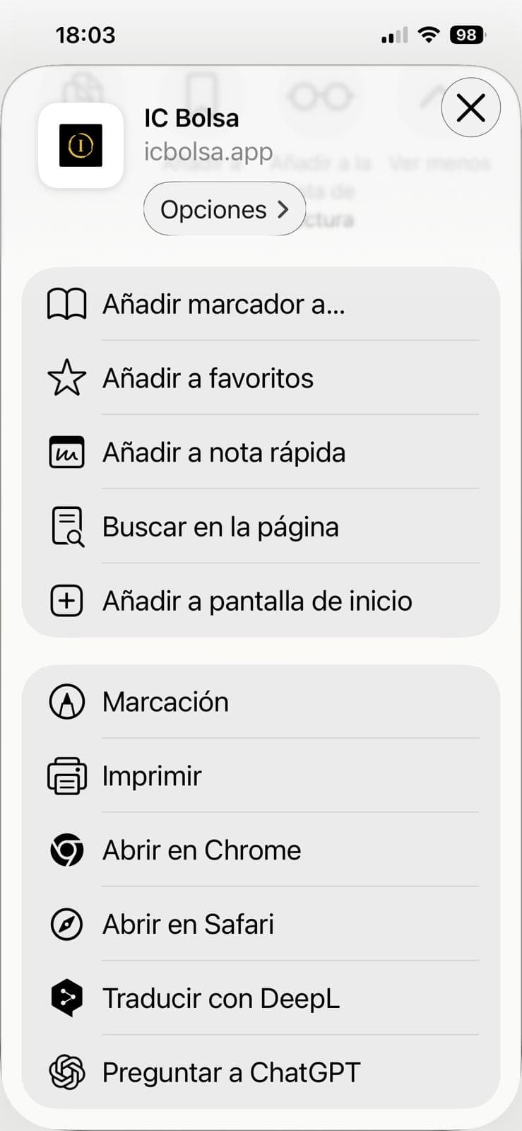 Pulsa «Añadir a pantalla de inicio».