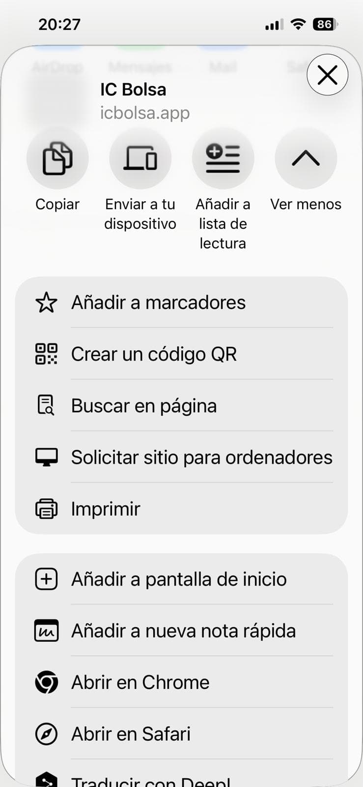 Pulsa «Añadir a pantalla de inicio».
